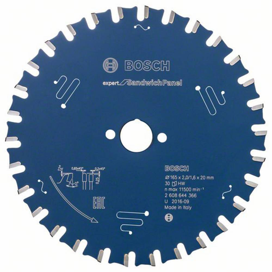 Bosch Accessories Expert for Sandwich Panel 2608644366 Cirkelsågblad 165 x 20 x 1.6 mm Antal tänder (per tum): 30 1 st