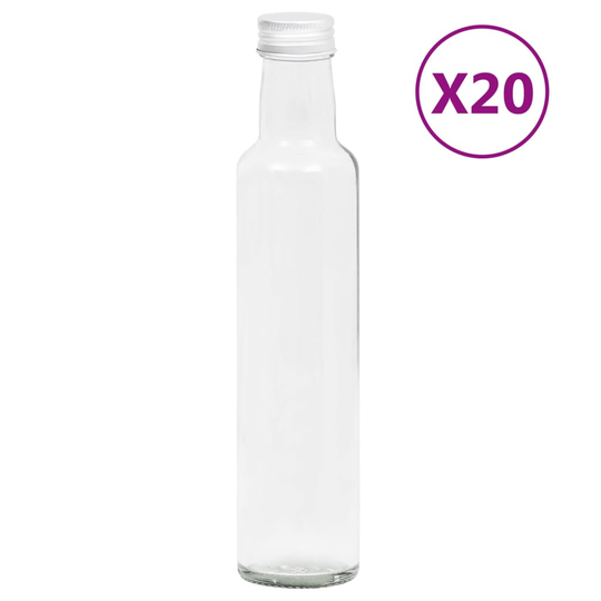 vidaXL Glasflaskor små 260 ml med skruvkork 20 st