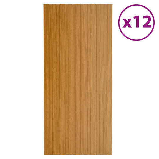 vidaXL Takprofiler 12 st galvaniserat stål ljust trä 100x45 cm