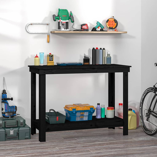 vidaXL Skobänk svart 110x50x80 cm massiv furu