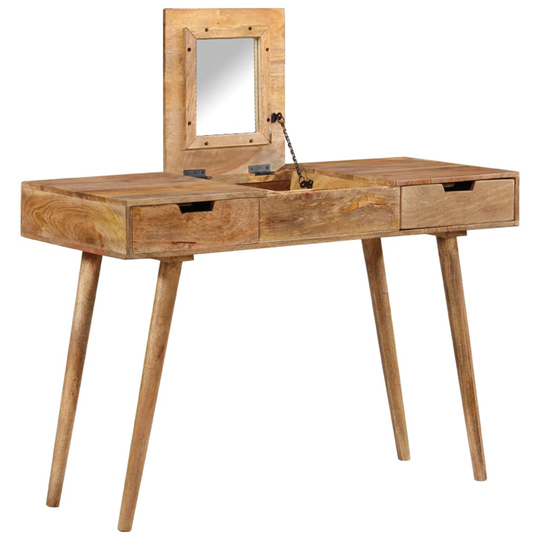 vidaXL Sminkbord 112x45x76 cm massivt mangoträ