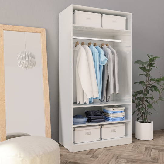 vidaXL Garderob högglans vit 100x50x200 cm spånskiva