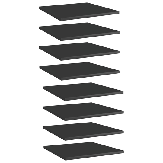 vidaXL Hyllplan 8 st svart högglans 40x40x1,5 cm spånskiva