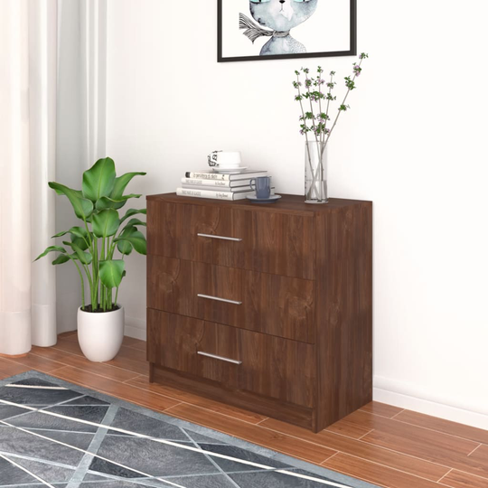 vidaXL Byrå spånskiva 71x35x68 cm brun ek