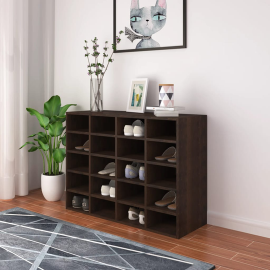 vidaXL Skohylla spånskiva 92x30x67,5 cm rökfärgad ek