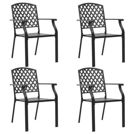 vidaXL Utestolar 4 st nätdesign stål svart