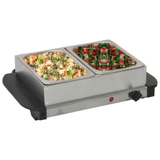 vidaXL Buffévärmare rostfritt stål 200 W 2x1,5 L