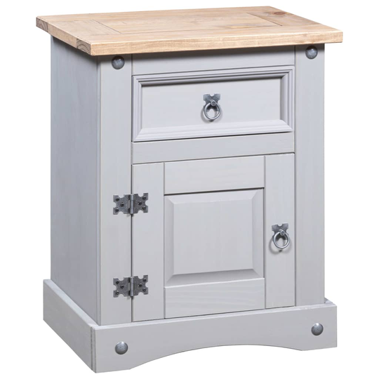 vidaXL Nattduksbord mexikansk Coronastil furu grå 53x39x67 cm