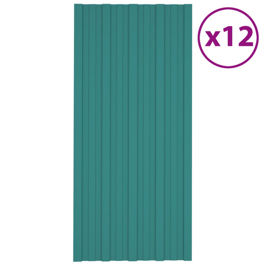 vidaXL Takprofiler 12 st galvaniserat stål grön 100x45 cm
