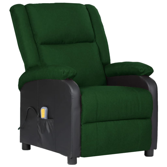 vidaXL Massagefåtölj mörkgrön konstläder och tyg