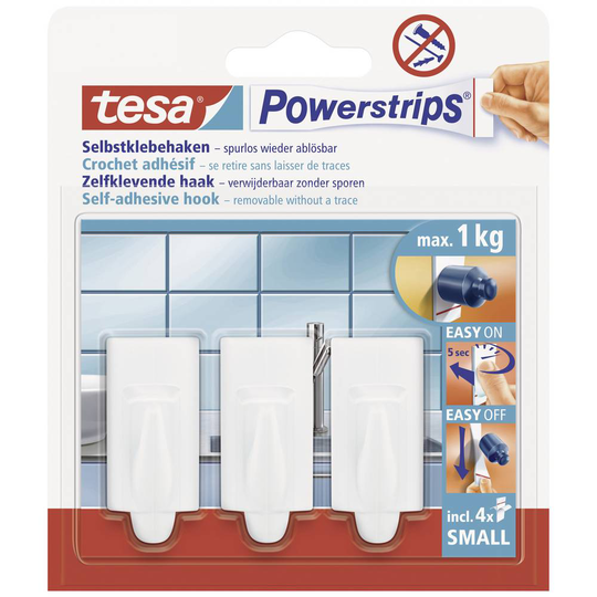 Tesa Powerstrip® krokar Small Trend Vit POWERSTRIPS® tesa Innehåll: 3 st