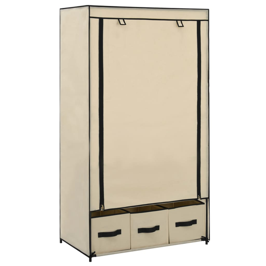 vidaXL Garderob gräddvit 87x49x159 cm tyg