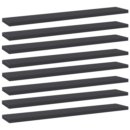 vidaXL Hyllplan 8 st grå 60x10x1,5 cm spånskiva