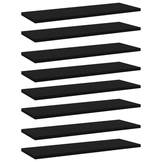vidaXL Hyllplan 8 st svart 60x20x1,5 cm spånskiva