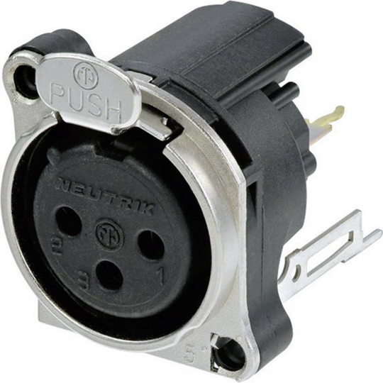 Neutrik NC3FBV2 NC3FBV2 XLR-kontakter Flänsanslutning rak kontakt Antal poler: 3 Svart 1 st