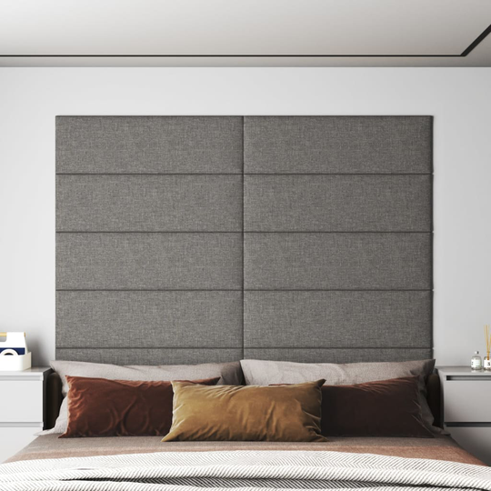 vidaXL Väggpaneler 12 st ljusgrå 90x30 cm tyg 3,24 m²