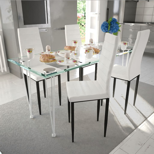 vidaXL Matgrupp 4 stolar med 1 glasbord