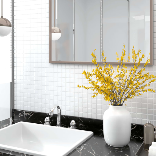 vidaXL Mosaikplattor 22 st vit 30x30 cm glas