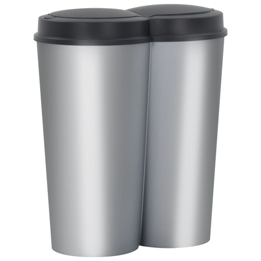vidaXL Dubbel sophink silver och svart 50 L