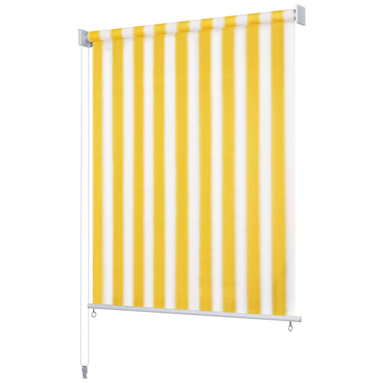 vidaXL Rullgardin utomhus 180x230 cm gula och vita ränder