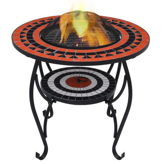 vidaXL Eldgrop med mosaikbord terrakotta och vit 68 cm keramik