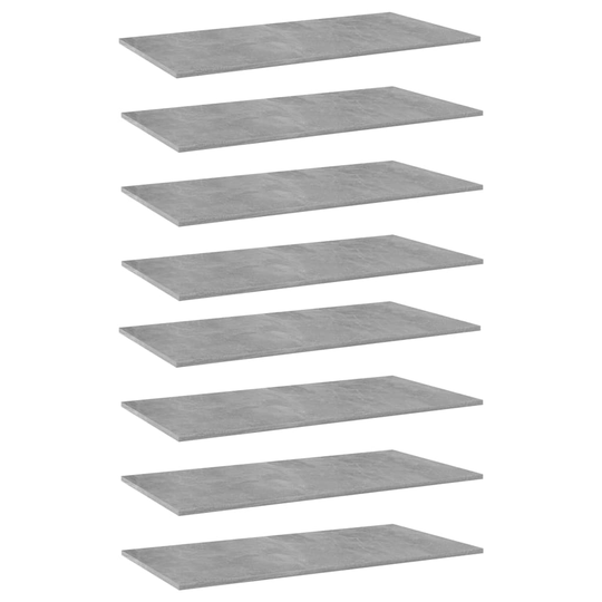 vidaXL Hyllplan 8 st betonggrå 80x20x1,5 cm spånskiva