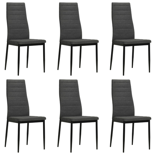 vidaXL Matstolar 6 st mörkgrå tyg