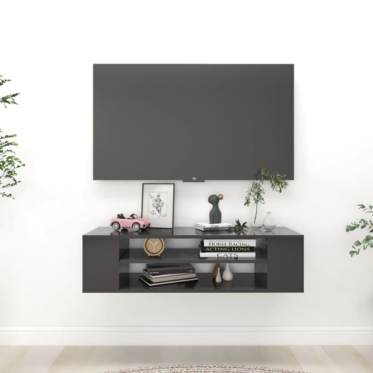 vidaXL TV-väggskåp grå 100x30x26,5 cm spånskiva