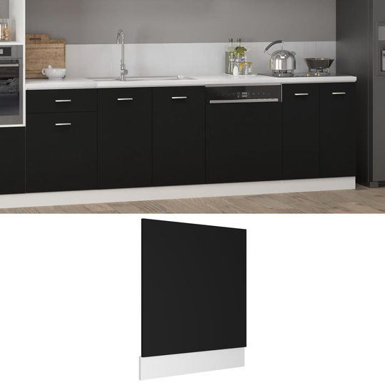 vidaXL Front för diskmaskin svart 59,5x3x67 cm spånskiva