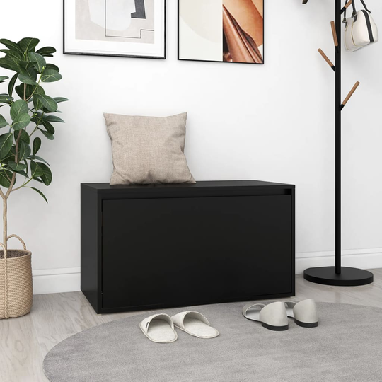 vidaXL Hallbänk svart 80x40x45 cm spånskiva
