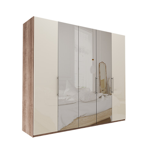 Garderob Atlanta - Mörk rustik ek 250 cm, 216 cm, Utan kornisch / ram