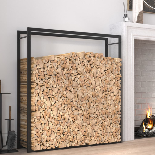 vidaXL Vedställ matt svart 110x28x116 cm stål