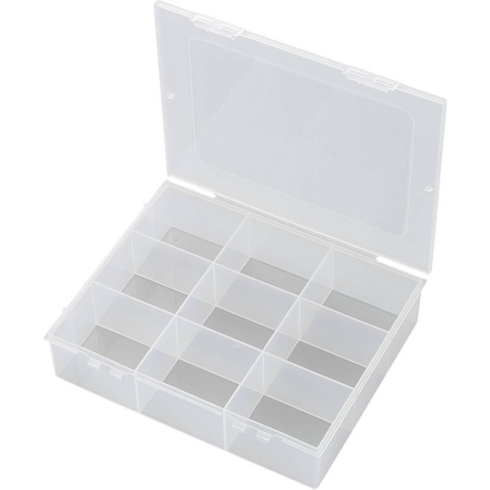 TRU COMPONENTS E-112-1 Låda (L x B x H) 190 x 145 x 42 mm Antal fack: 9 fast underavdelning