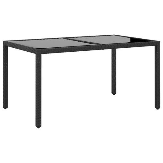 vidaXL Utebord 150x90x75 cm Härdat glas och konstrotting svart