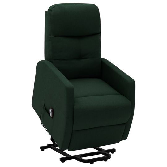 vidaXL Reclinerfåtölj med uppresningshjälp mörkgrön tyg