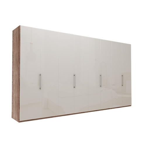 Garderob Atlanta - Mörk rustik ek 400 cm, 236 cm, Utan kornisch / ram