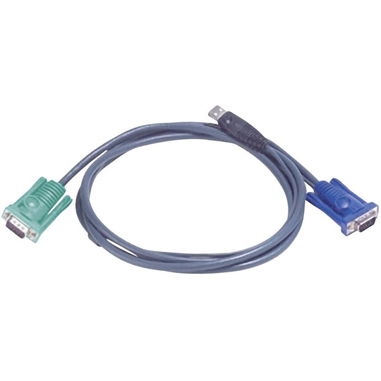 KVM Anslutningskabel [1x SPHD-15-hane - 1x VGA hane, USB 2.0 A hane] 3.00 m Svart ATEN