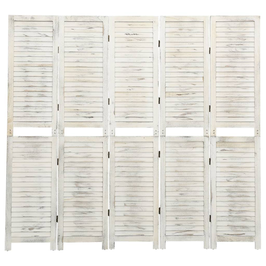 vidaXL Rumsavdelare 5 paneler antikvit 178,5x166 cm massivt trä