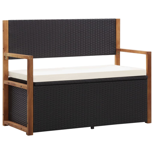 vidaXL Förvaringsbänk 110 cm konstrotting och massivt akaciaträ