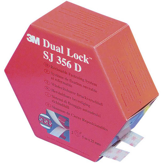 Kardborreband för fastlimning Svamphuvud (L x B) 5000 mm x 25 mm Genomskinlig 3M SJ 356D Dual Lock 1 par