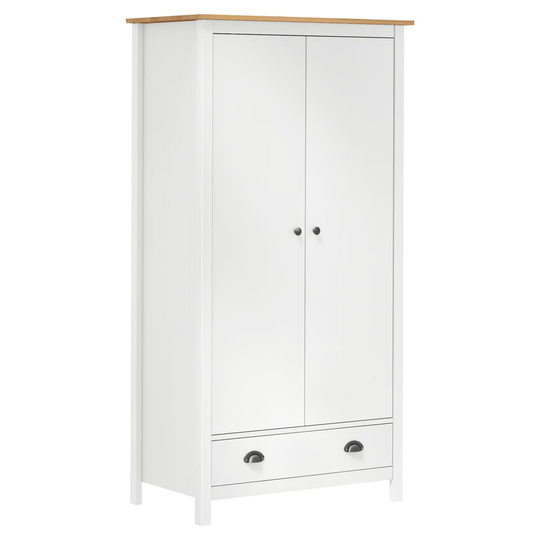 vidaXL Garderob 2 dörrar Hill Range vit 89x50x170 cm massiv furu