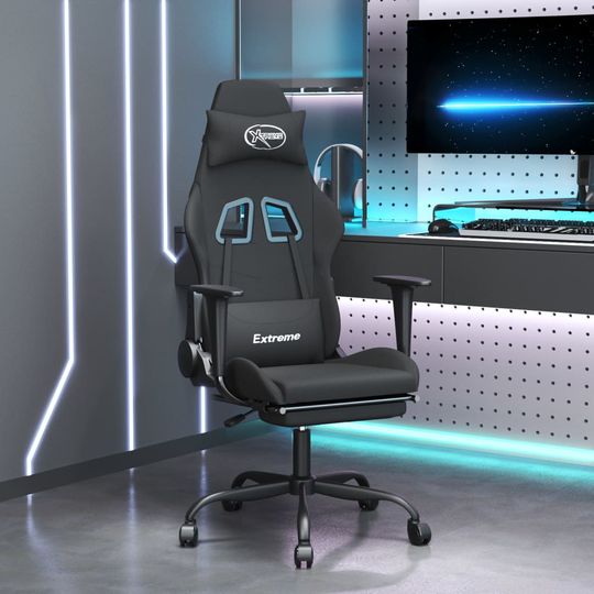 vidaXL Gamingstol med fotstöd och massage svart konstläder