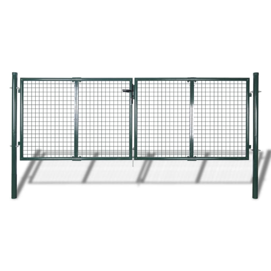 vidaXL Trädgårdsgrind stål 306x150 cm grön