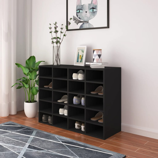 vidaXL Skohylla spånskiva 92x30x67,5 cm svart