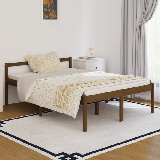 vidaXL Sängram honungsbrun massiv furu 135x190 cm 4FT6