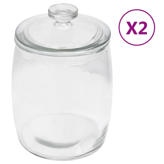 vidaXL Förvaringsburkar i glas med lock 2 st 2000 ml
