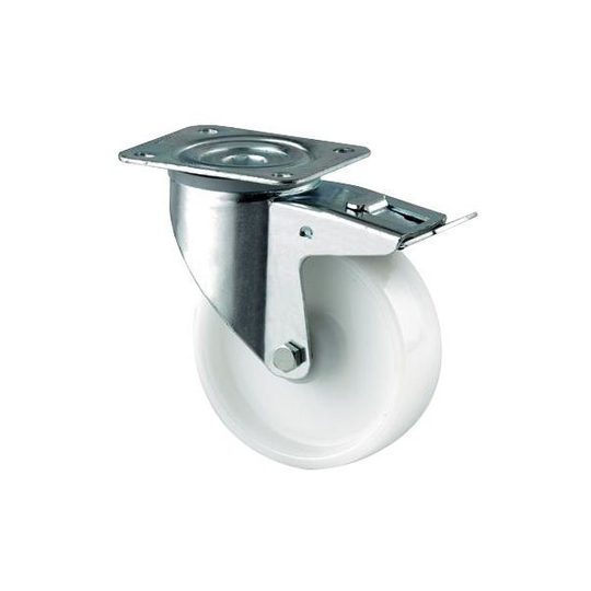 Tente 3477UOO080P62 Länkhjul nylon, vit, platta 105x85 mm 80 mm