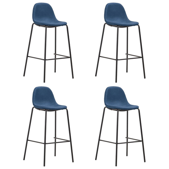 vidaXL Barstolar 4 st blå tyg