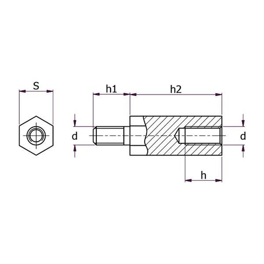 Essentra Components 1221510 Distansskruv M6x10x20x10 RFR, 100-pack