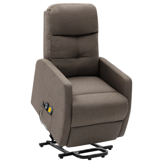 vidaXL Massagefåtölj med uppresningshjälp taupe tyg